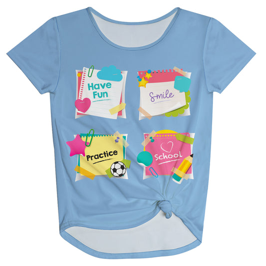 Notes Back To School Light Blue Knot Top - Wimziy&Co.