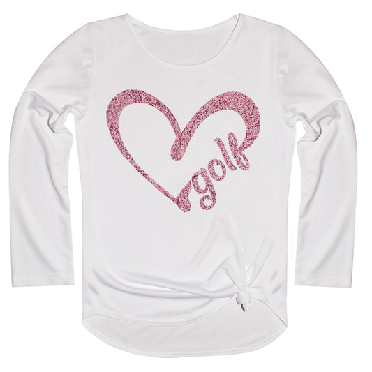 Golf Heart White Long Sleeve Knot Top - Wimziy&Co.
