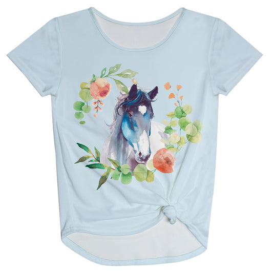 Horse Face Light Blue Knot Top - Wimziy&Co.