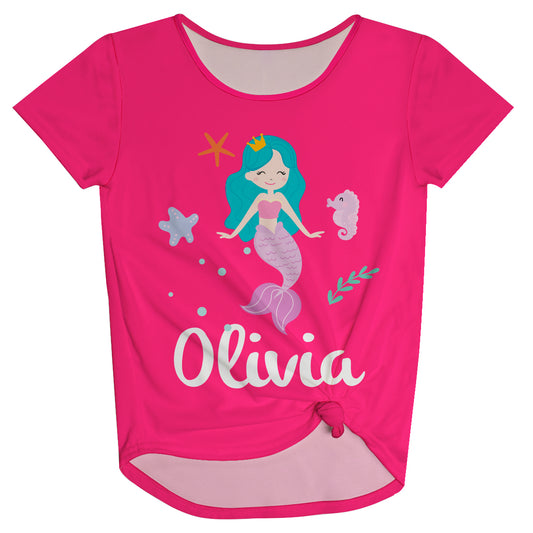 Mermaid Name Hot Pink Knot Top - Wimziy&Co.