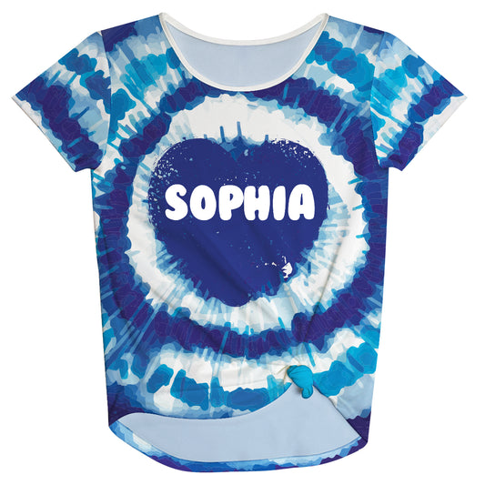 Name Tie Dye Blue Knot Top - Wimziy&Co.