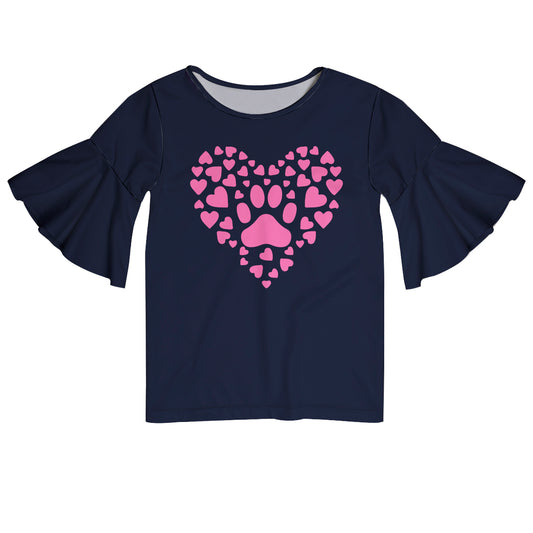 Love Dog Navy Short Sleeve Ruffle Top - Wimziy&Co.