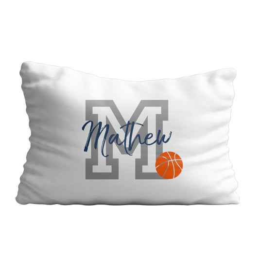 Basketball initial and name white pillow case - Wimziy&Co.