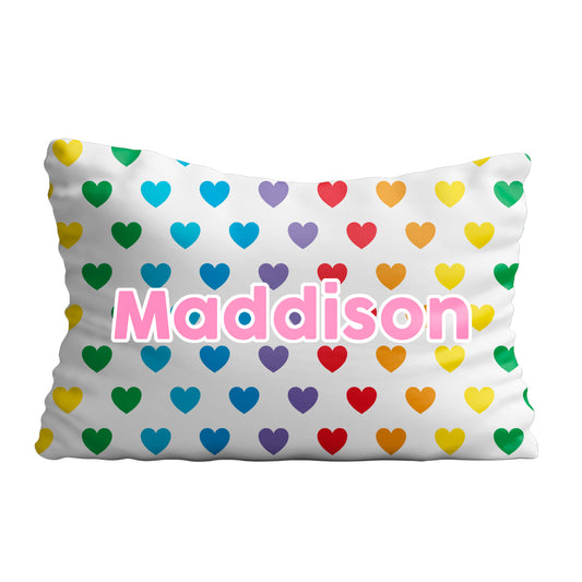 Hearts print name white pillow case - Wimziy&Co.