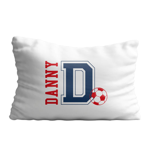 Soccer initial and name white pillow case - Wimziy&Co.