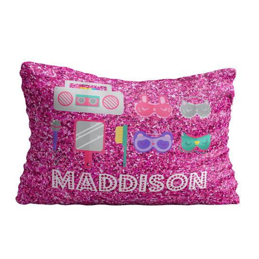 Slumber elements name pink glitter pillow case - Wimziy&Co.