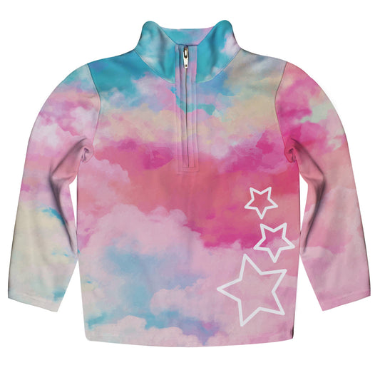 Stars Pink Watercolor Long Sleeve Quarter Zip - Wimziy&Co.