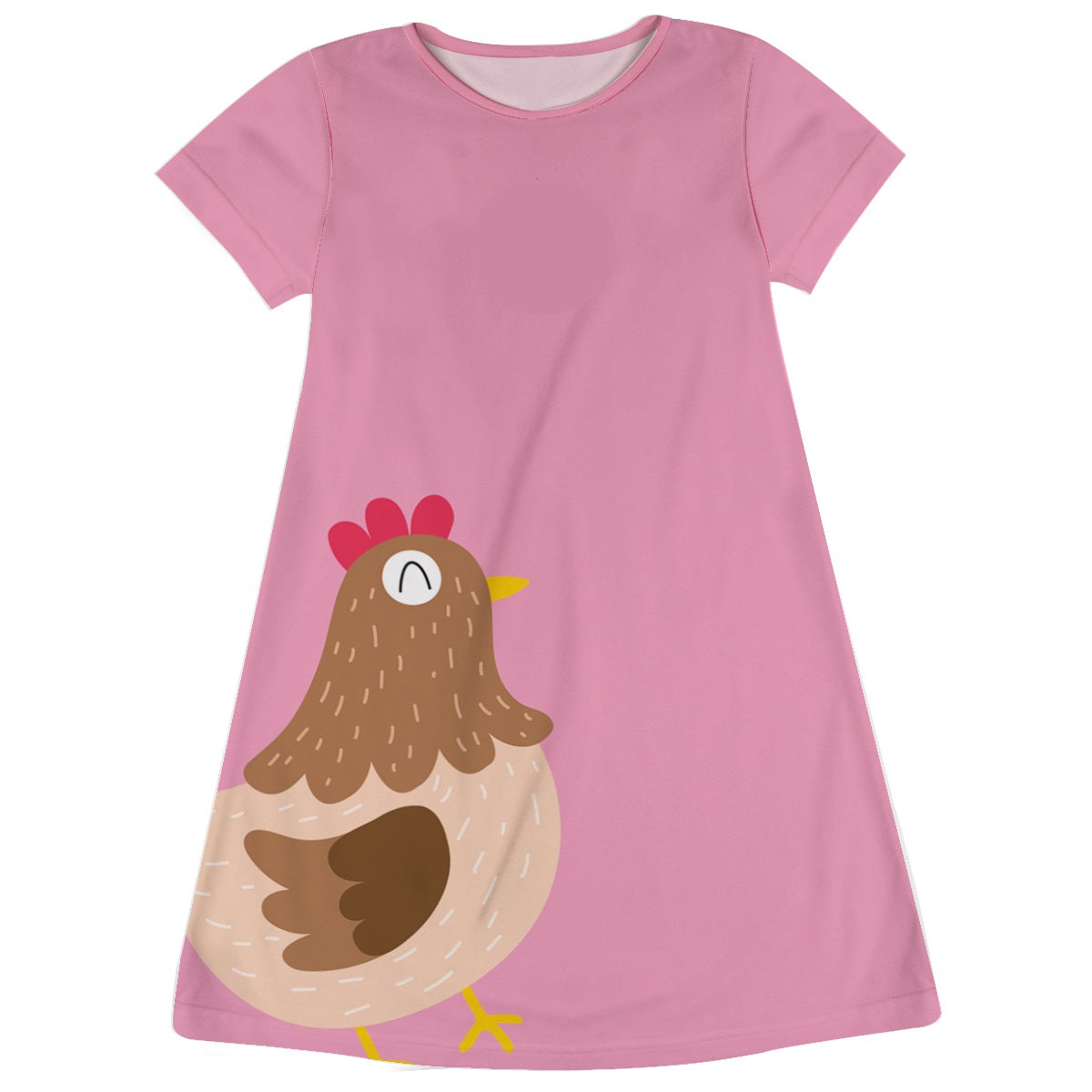 Hen Monogram Pink Short Sleeve A Line Dress - Wimziy&Co.