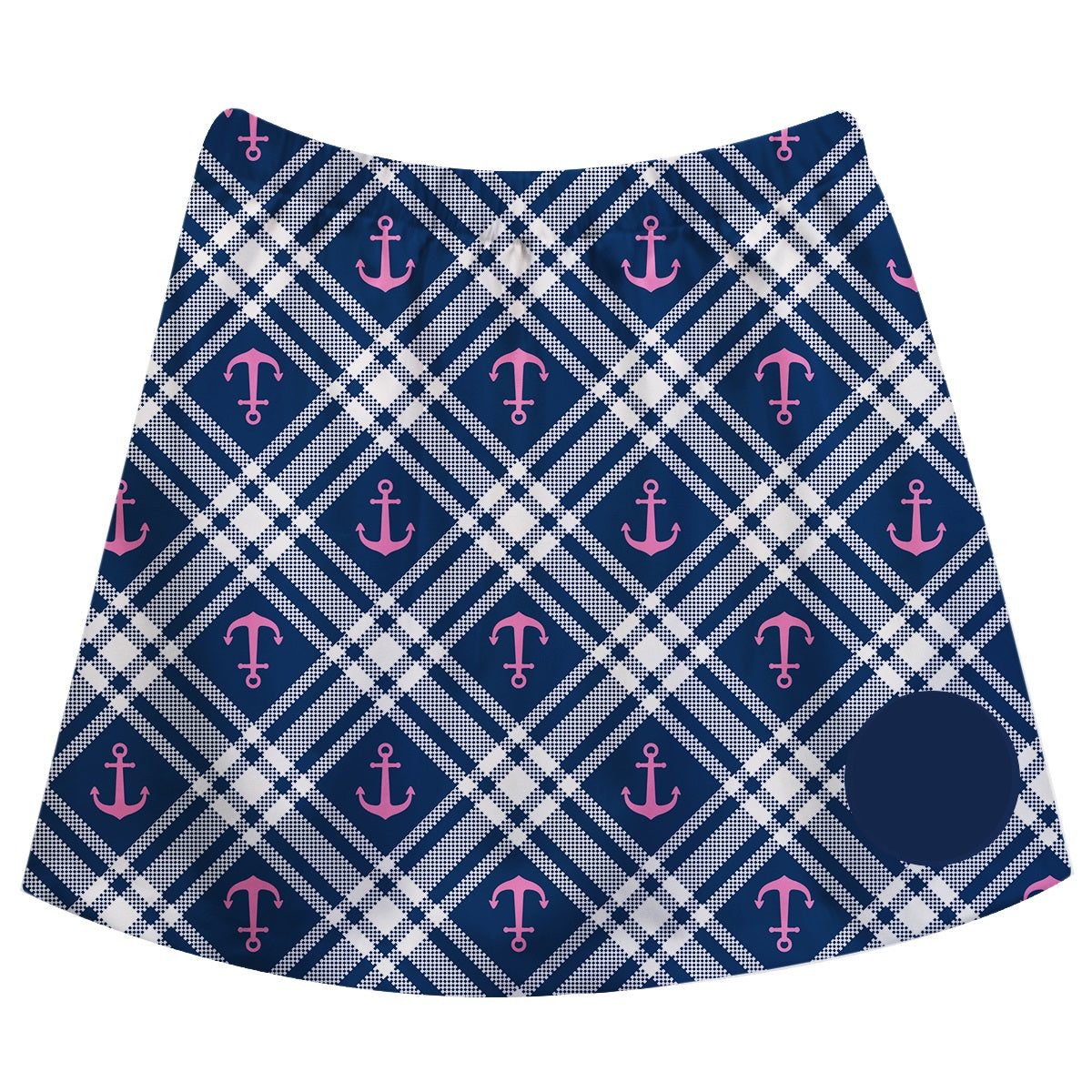 Anchor Print Monogram Navy Plaid Girl Skirt - Wimziy&Co.
