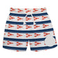 Lobster Print Monogram White and Navy Stripes Swimtrunk - Wimziy&Co.