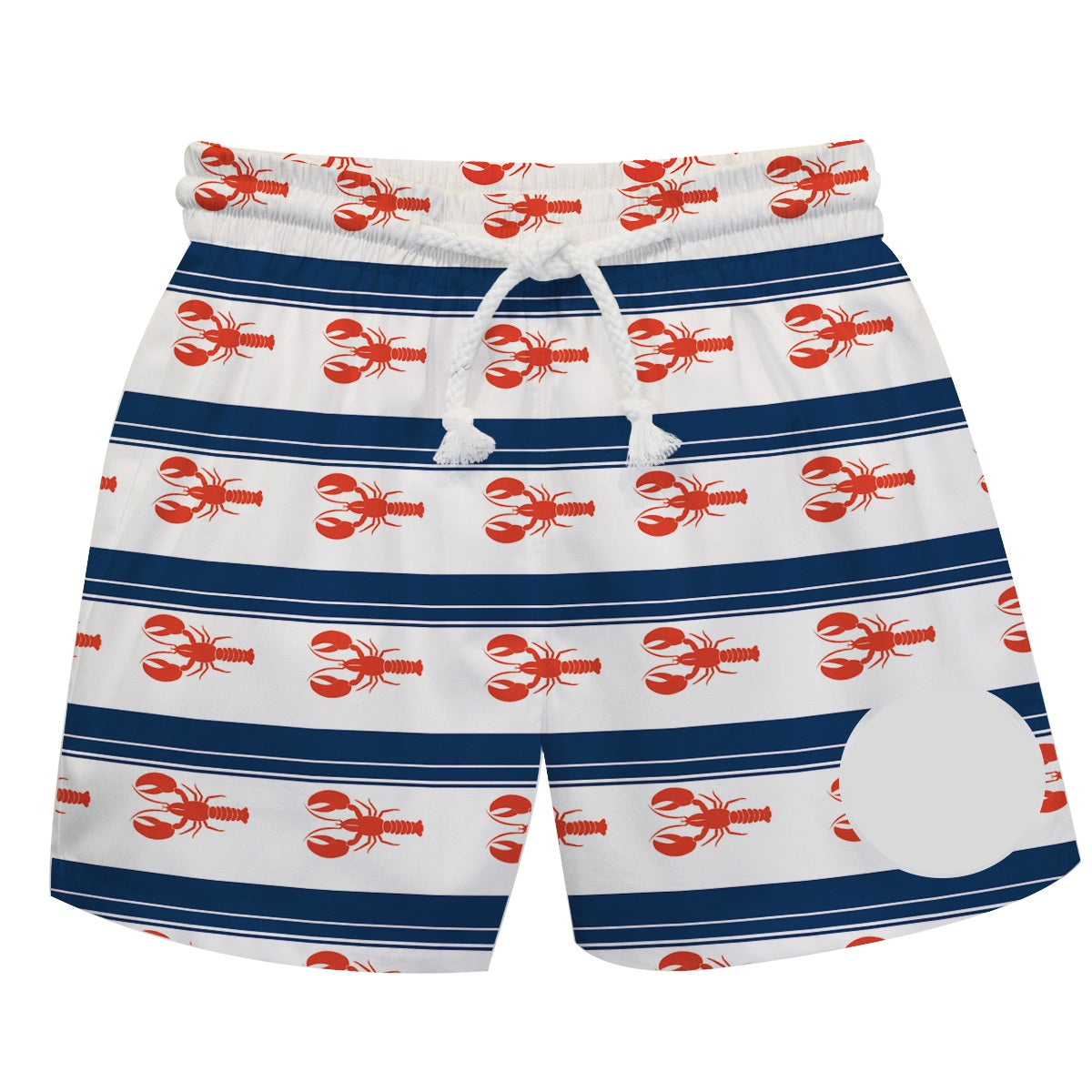 Lobster Print Monogram White and Navy Stripes Swimtrunk - Wimziy&Co.