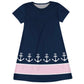 Anchors Personalized Name Navy Short Sleeve A Line Dress - Wimziy&Co.