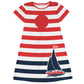 Boat Personalized Monogram White and Red Stripes Short Sleeve A Line Dress - Wimziy&Co.