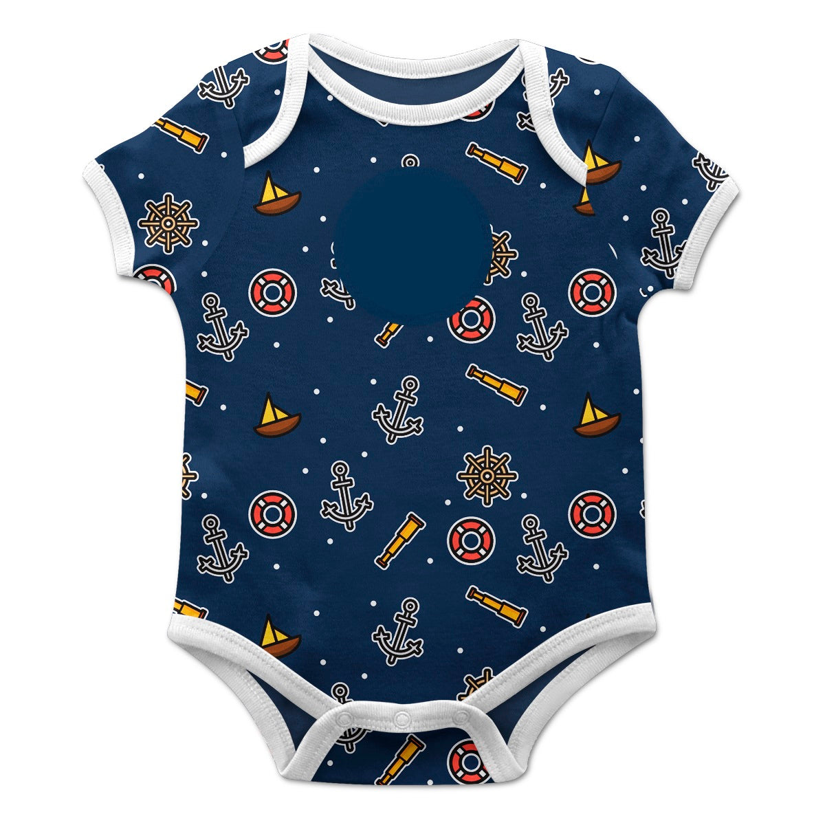 Elements Nautical Print Monogram Navy Onesie - Wimziy&Co.
