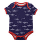 Sharks Print Monogram Navy  Boys Short Sleeve Onesie - Wimziy&Co.