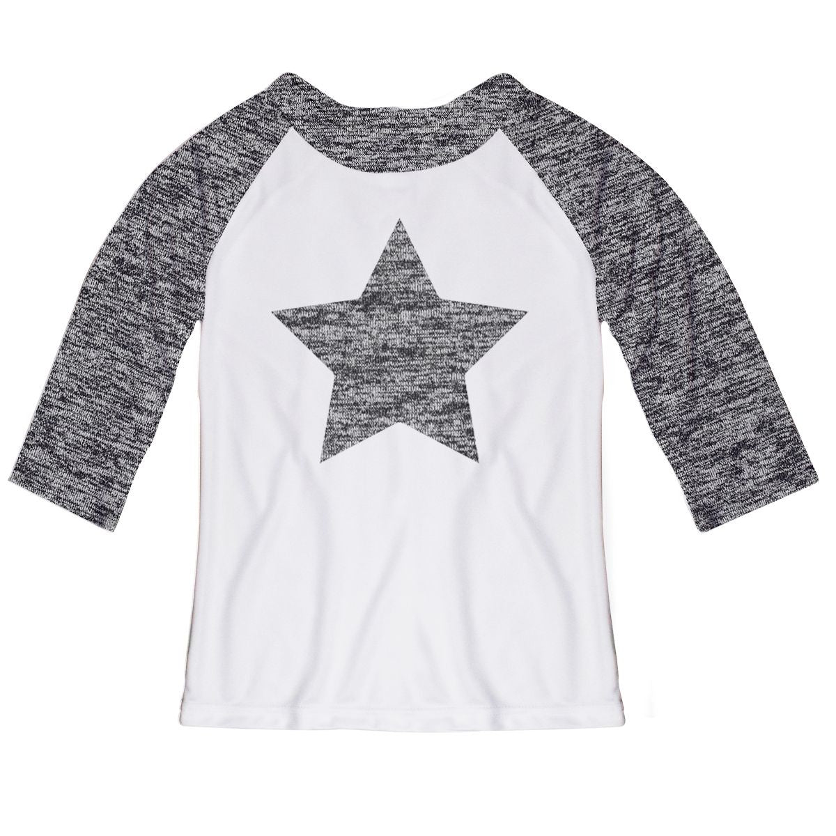 Star White And Gray Ranglan Tee Shirt 3/4 Sleeve