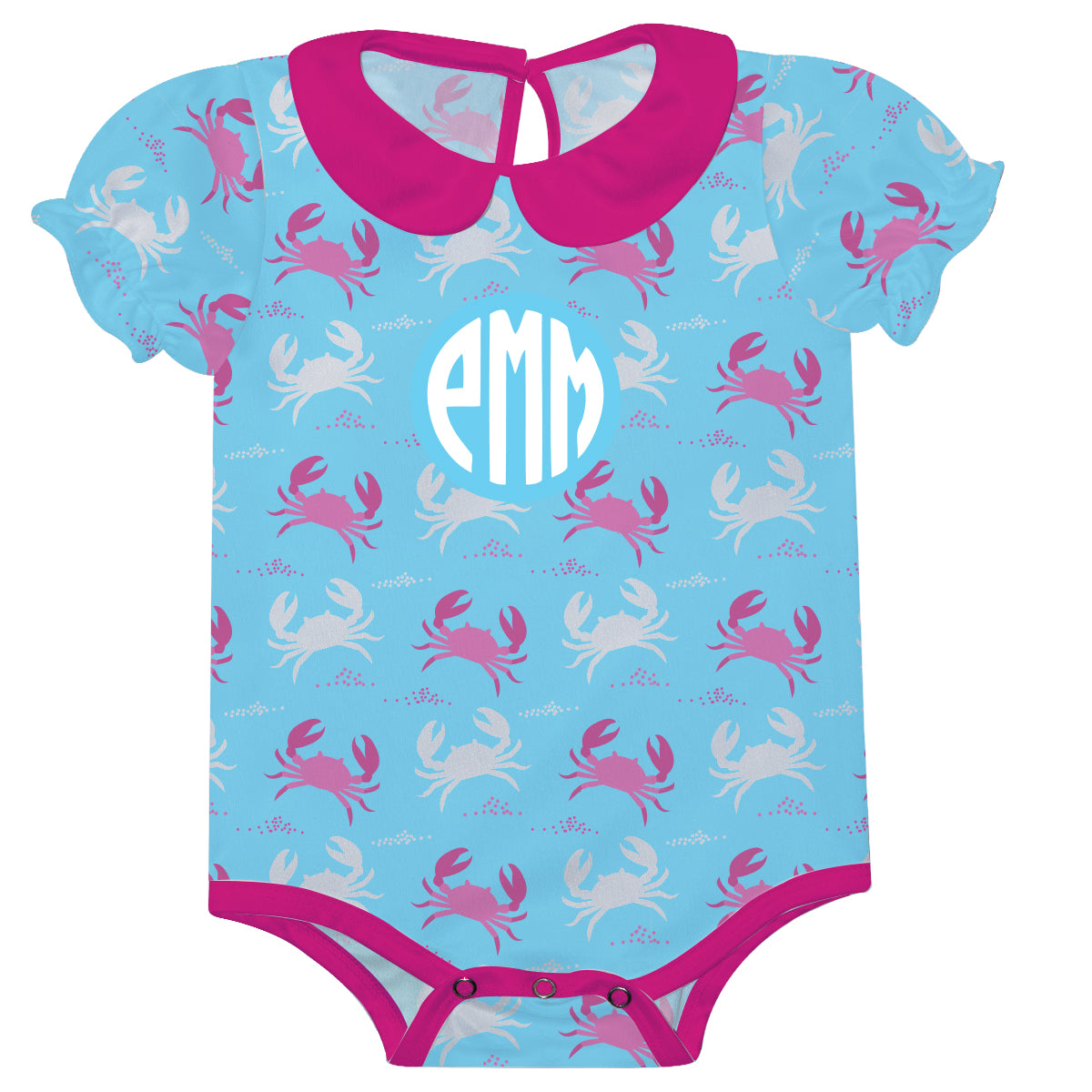Crab Lt Blue PP Girls Onesie Short Sleeve
