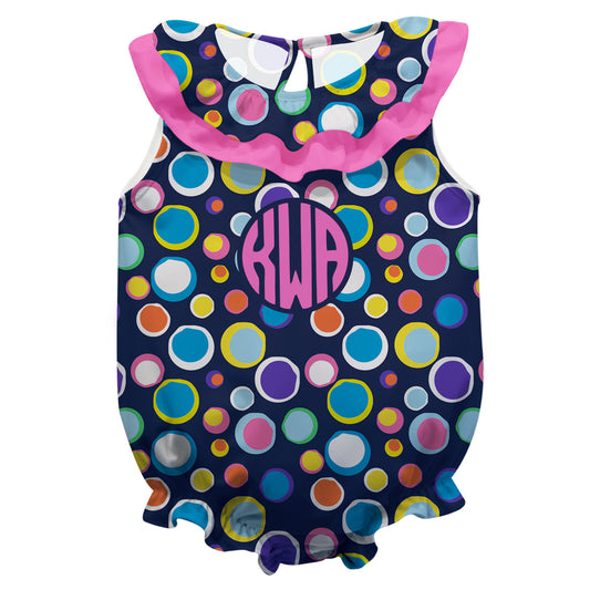 Dots Navy and pink Girls Sleeveless Onesie