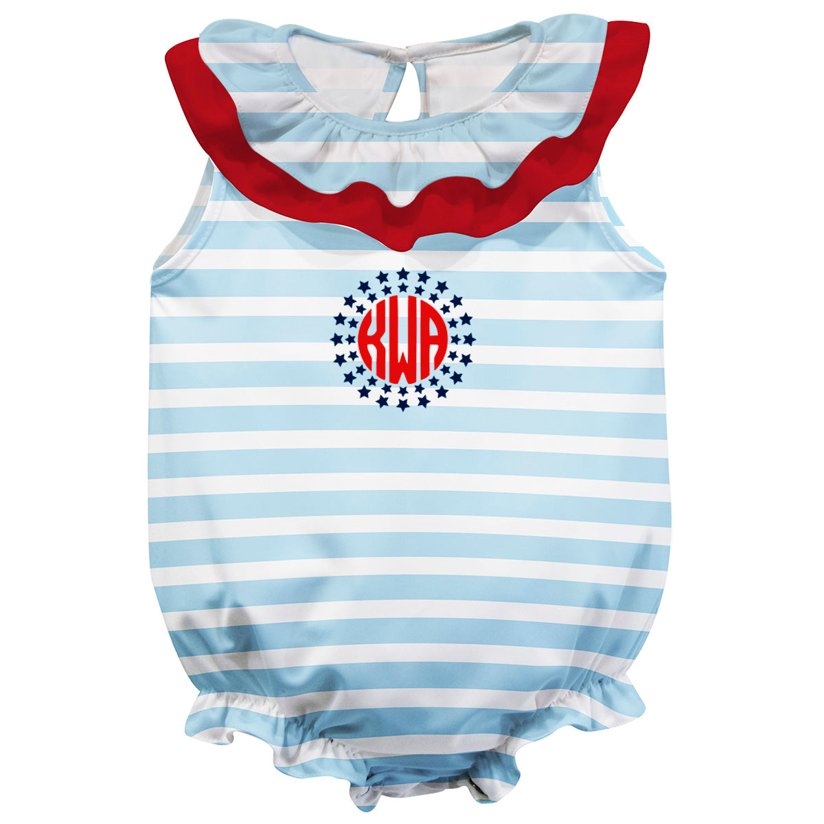 Light Blue and White Stripes Sleeveless Girls Onesie