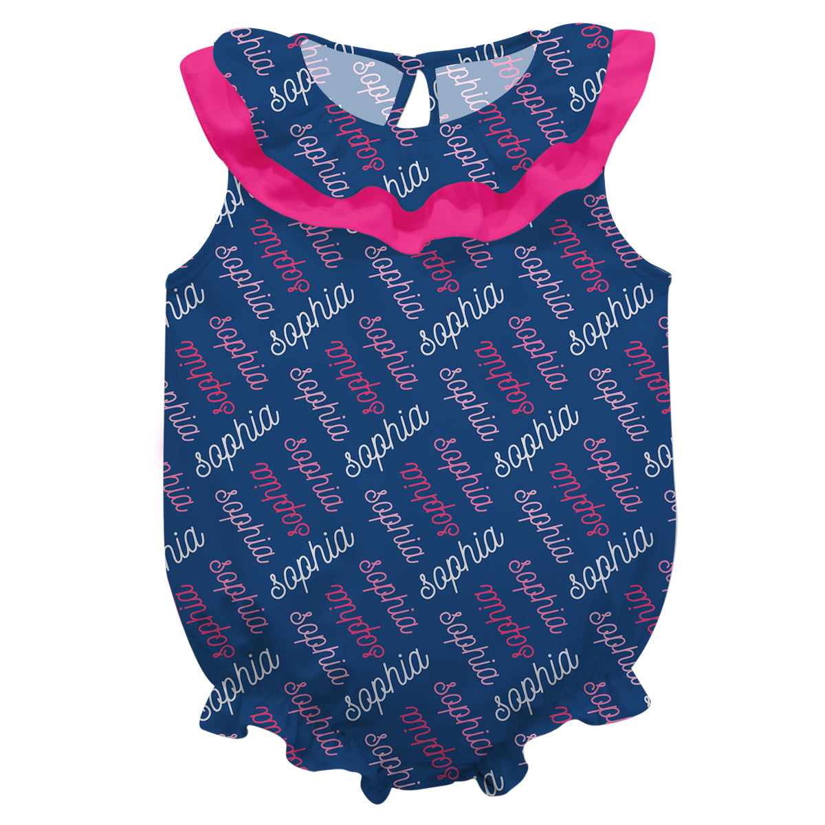 Name Print Navy Sleeveless Girls Onesie
