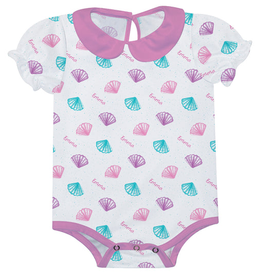 Shellwhite Pink PP Girls Onesie Short Sleeve