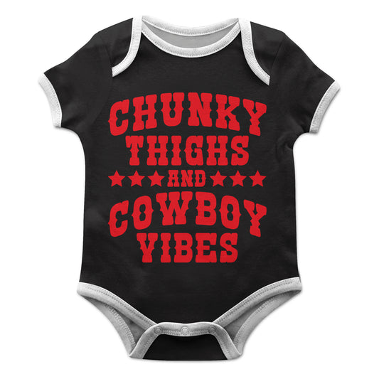 Cowboy Vibes Black Short Sleeve Onesie