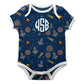 Elements Nautical Print Monogram Navy Onesie