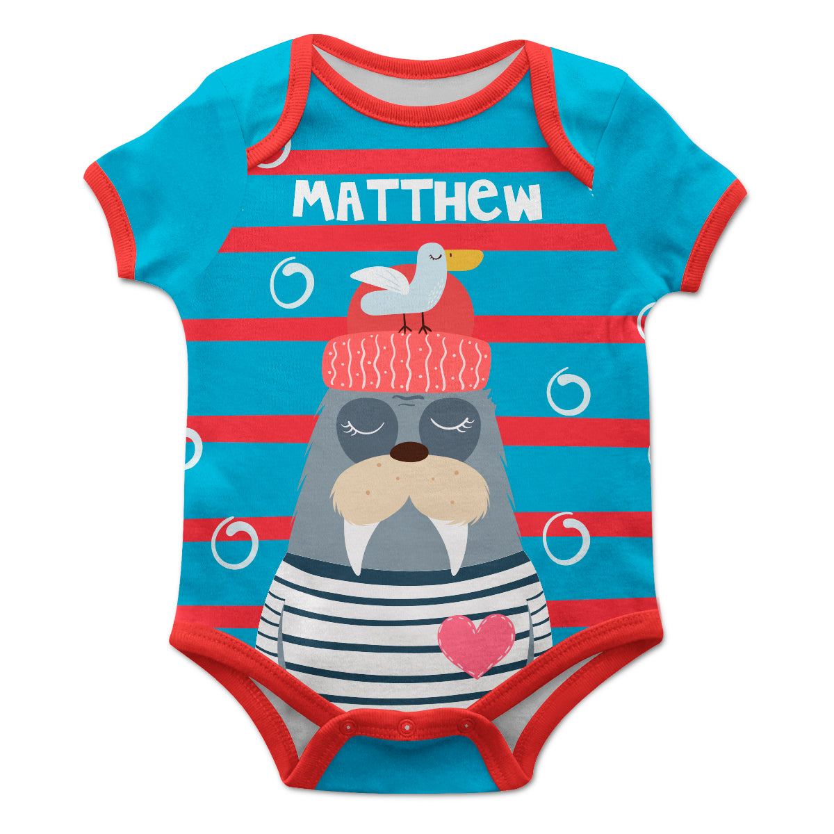 Wualrus Name Blue Boys Onesie