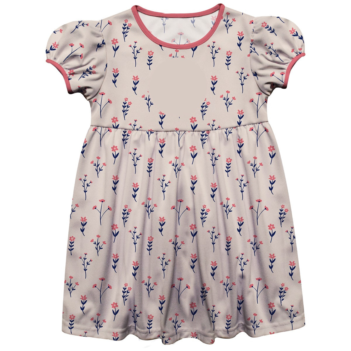 Flowers Print Personalized Monogram Light Pink Short Sleeve Epic Dress - Wimziy&Co.