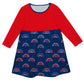 Rainbow Print Personalized Monogram Navy and Red Long Sleeve Epic Dress - Wimziy&Co.