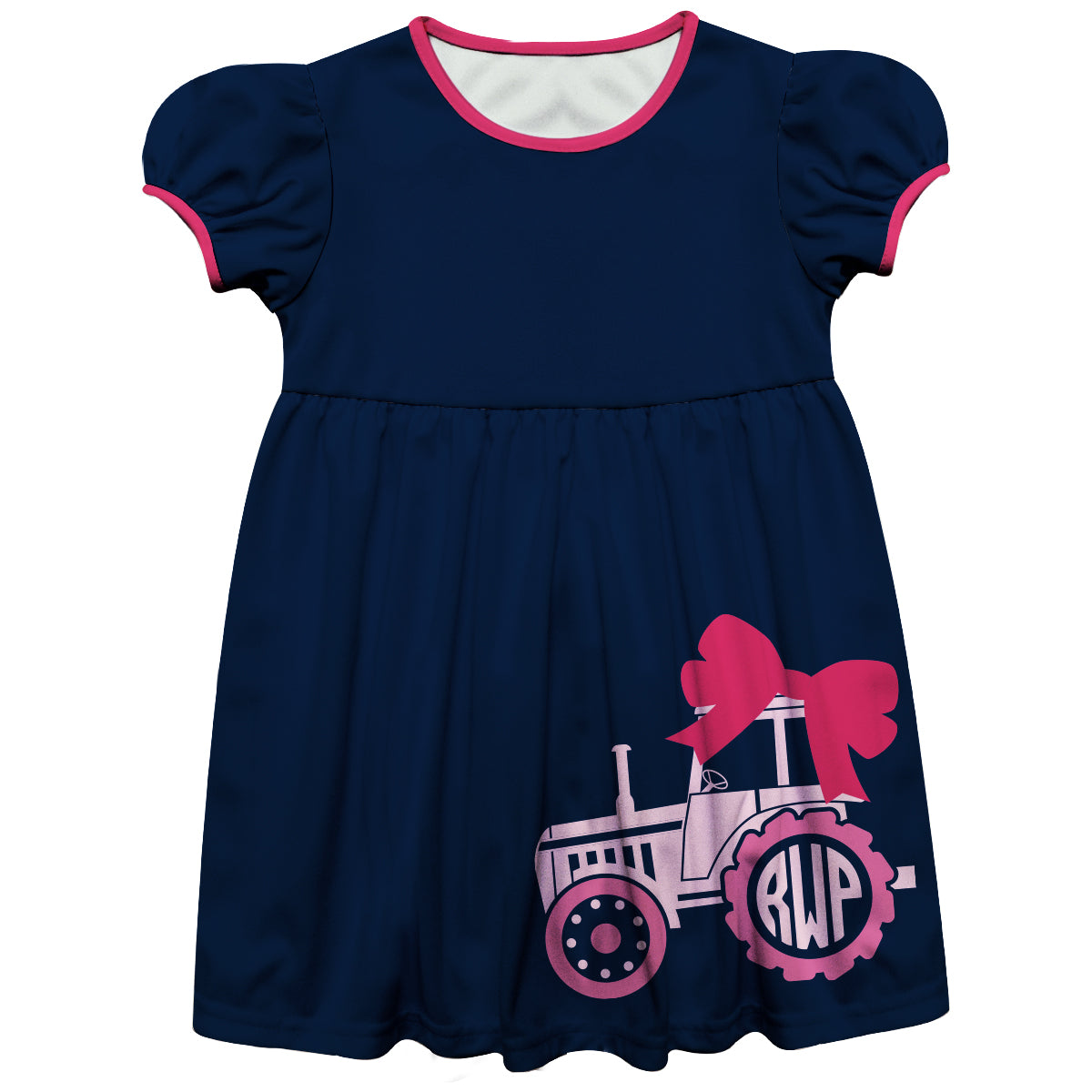 Tractor Monogram Navy Short Sleeve Epic Dress