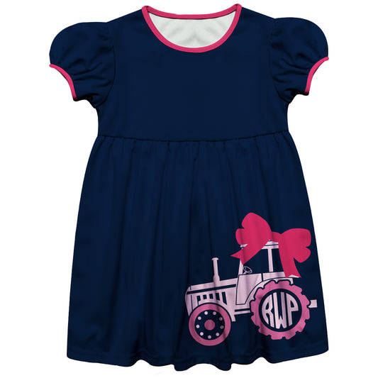 Tractor Monogram Navy Short Sleeve Epic Dress