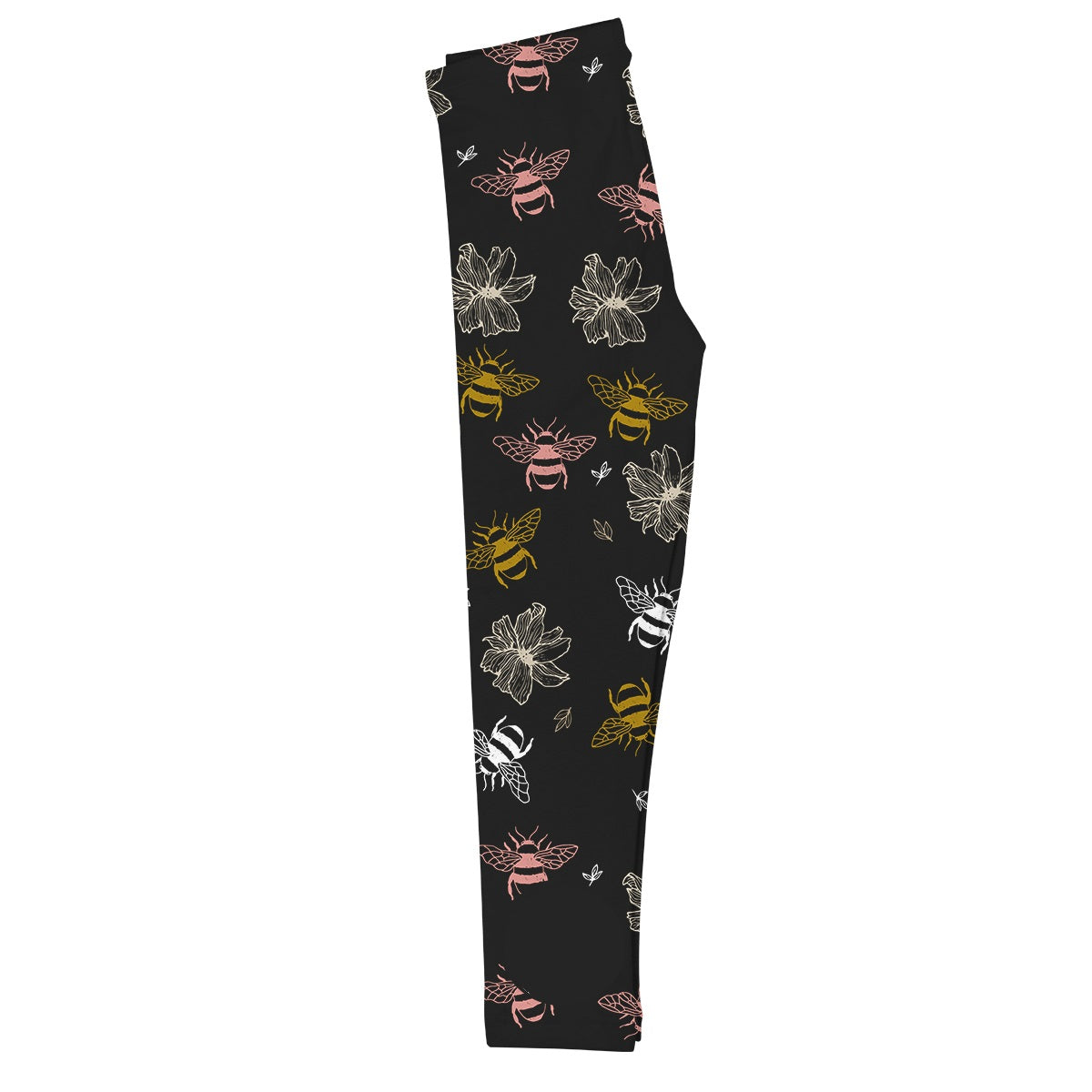 Bees Print Monogram Black Leggings - Wimziy&Co.