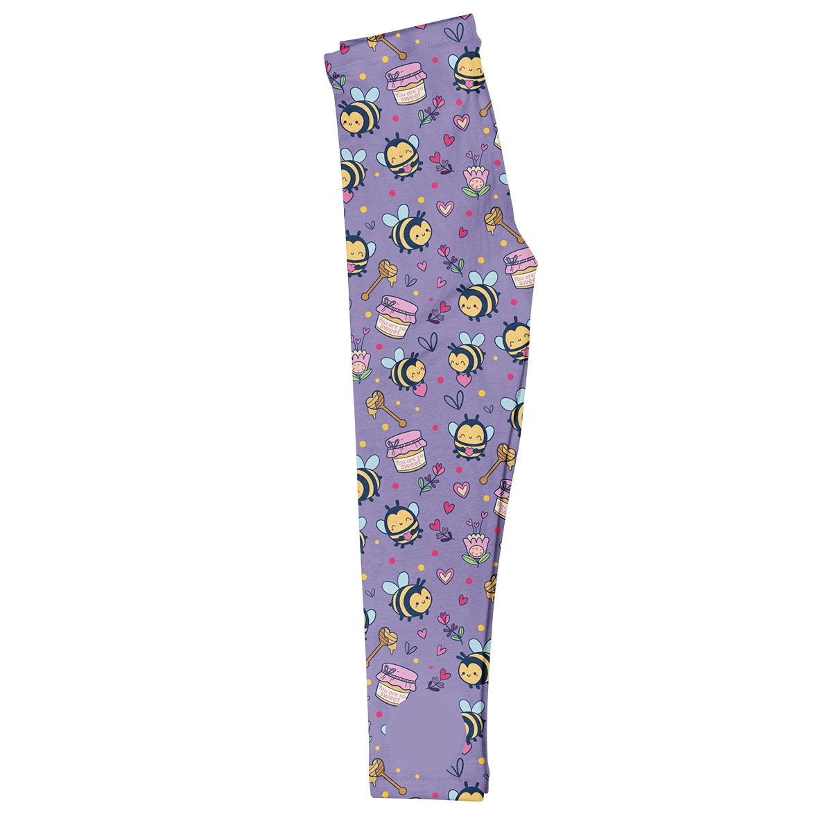 Bees Print Monogram Purple Leggings - Wimziy&Co.