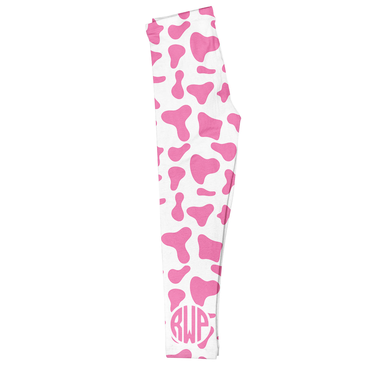 Cow Print Personalized Monogram White Leggings