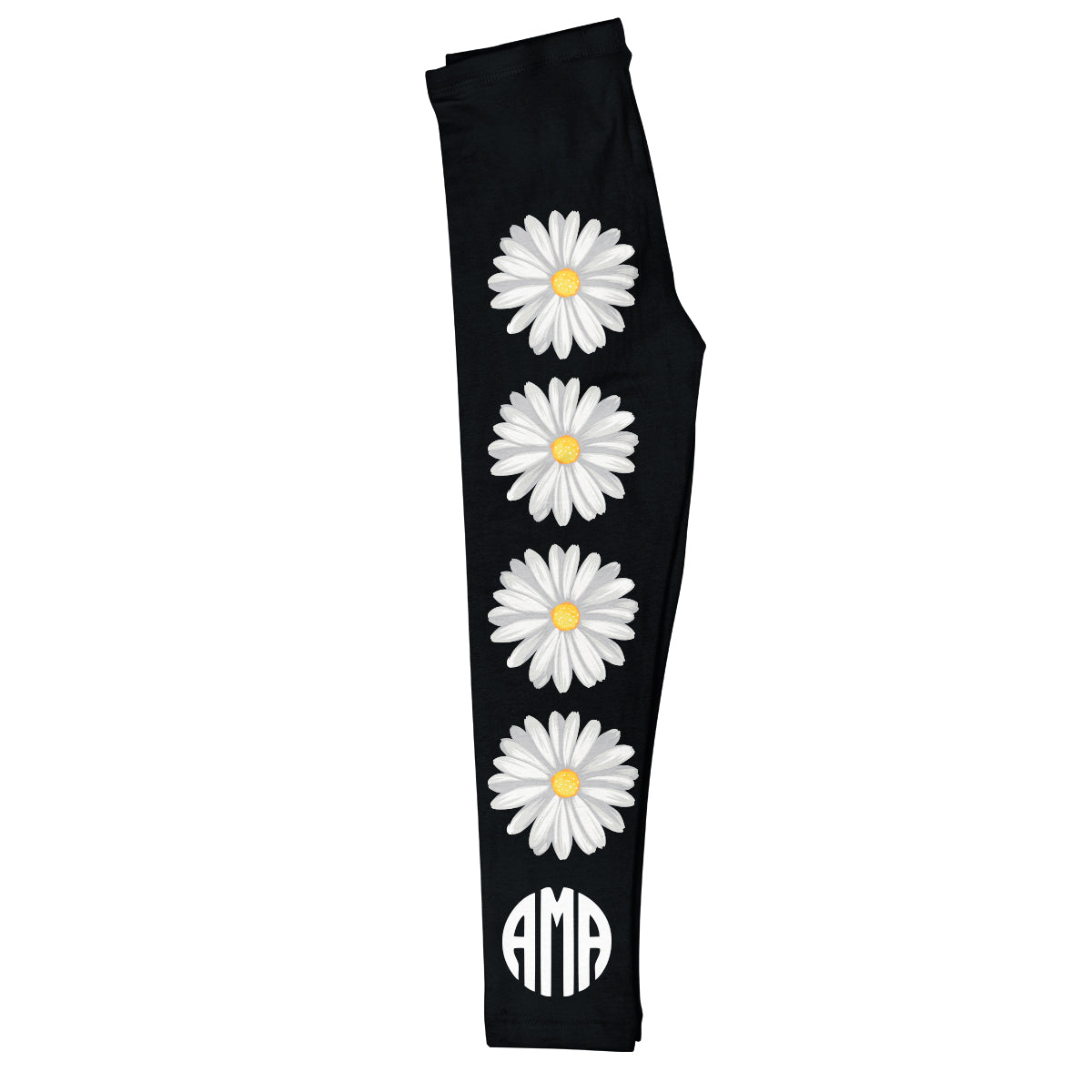 Daisies Monogram Black Leggings