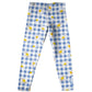 Daisies Print Monogram Blue Check Leggings
