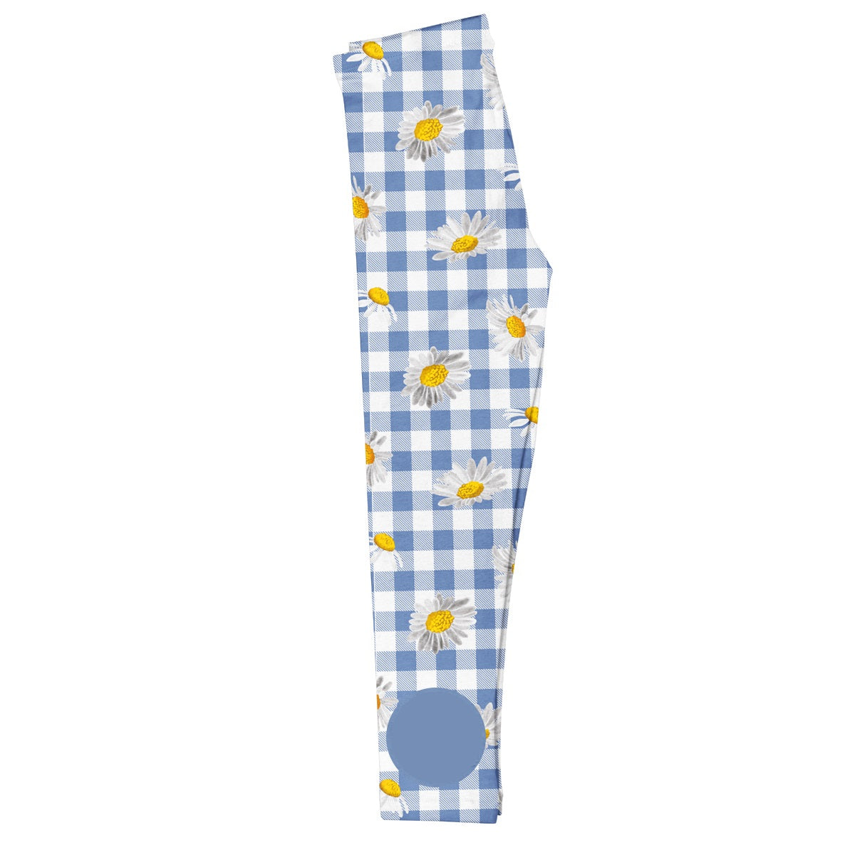 Daisies Print Monogram Blue Check Leggings - Wimziy&Co.