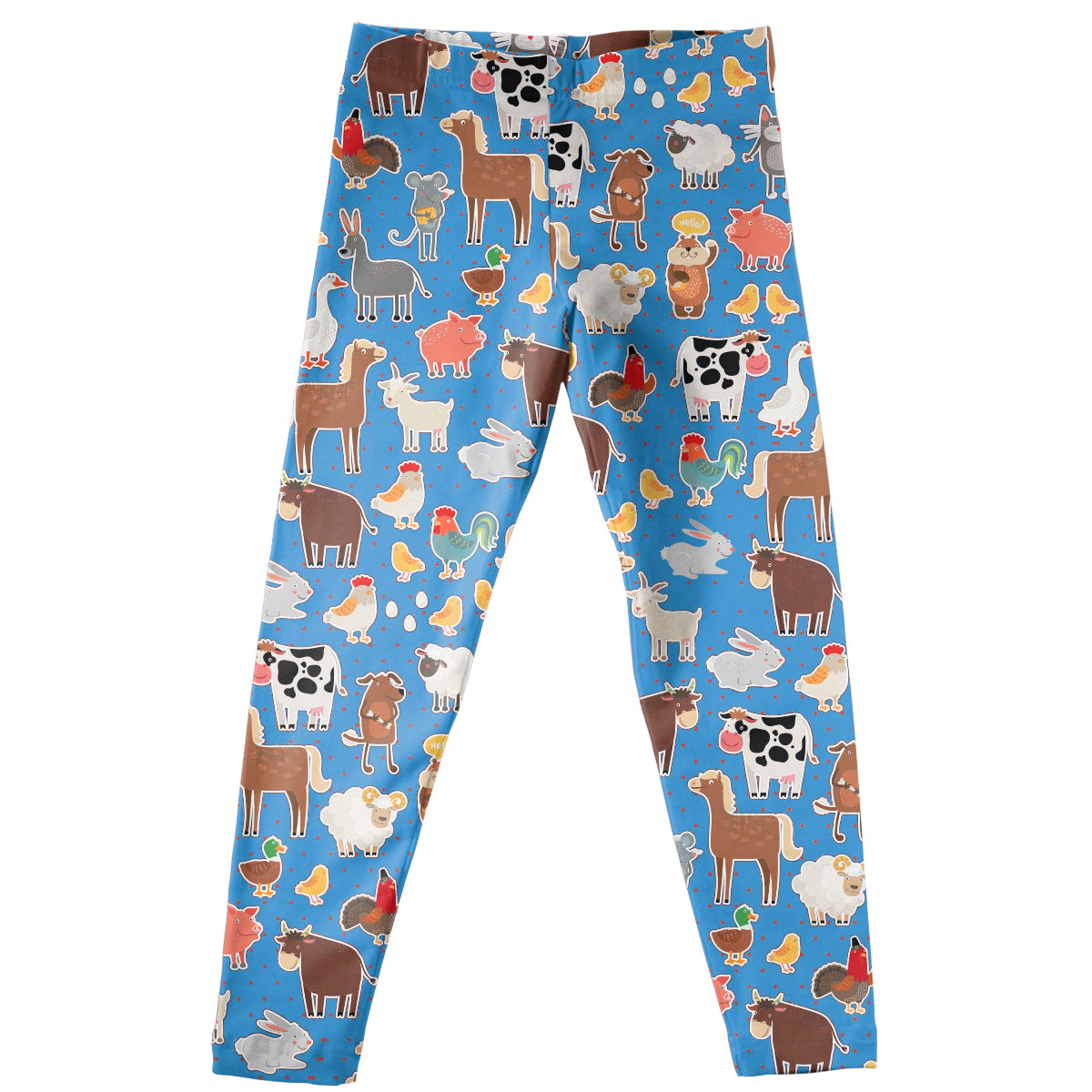 Farm Animal Print Blue Leggings