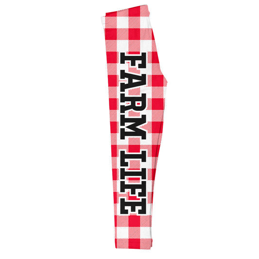 Farm Life Red And White Check Leggings