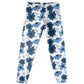 Floral Print White and Blue Leggings
