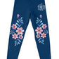Flowers Personalized Monogram Navy Leggings
