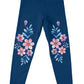 Flowers Personalized Monogram Navy Leggings - Wimziy&Co.