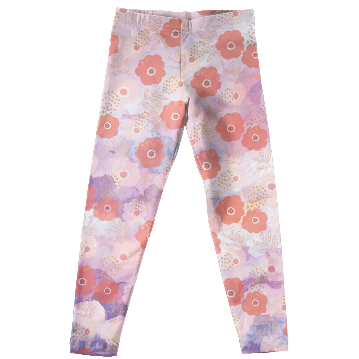 Flowers Print Pink and Blue Leggings