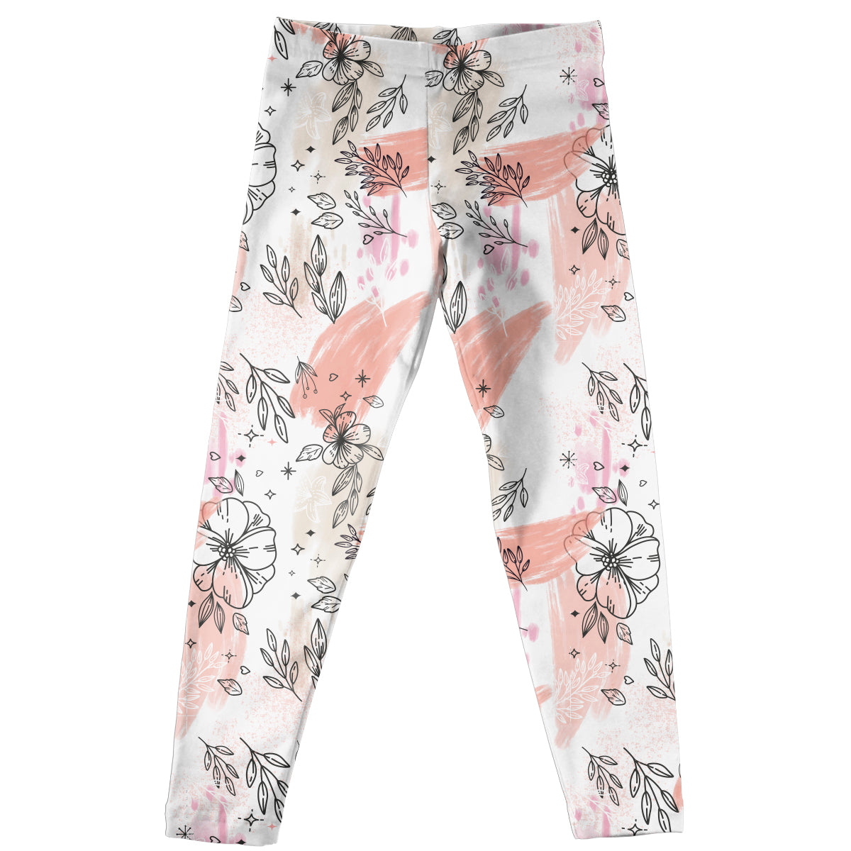 Flowers Print White Leggings