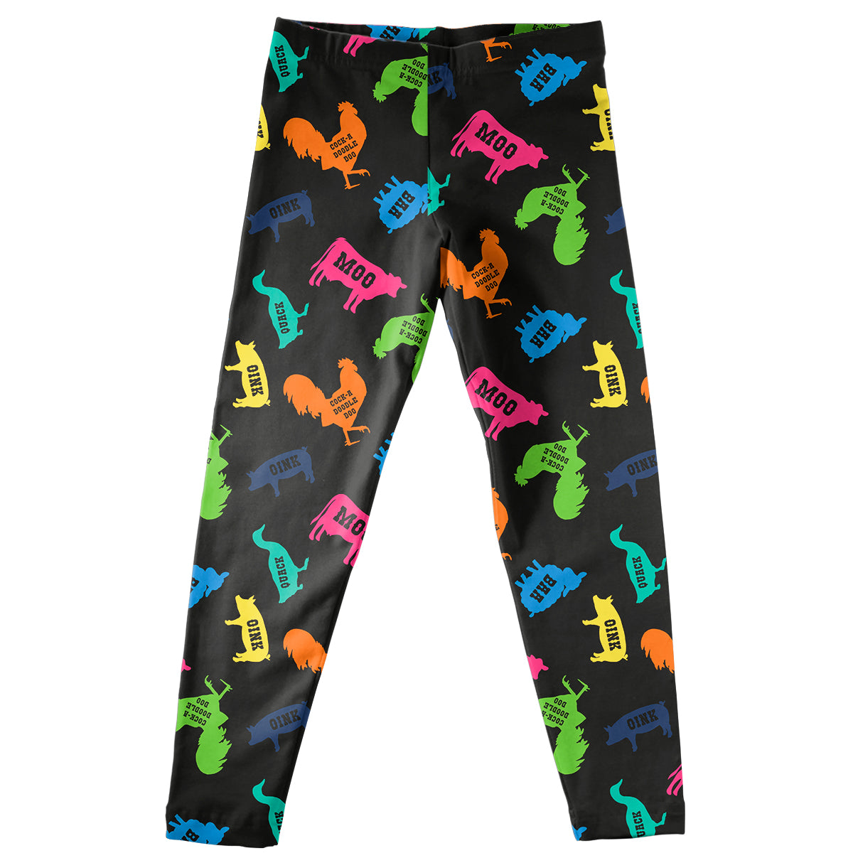 Farm Animals Print Black Leggings