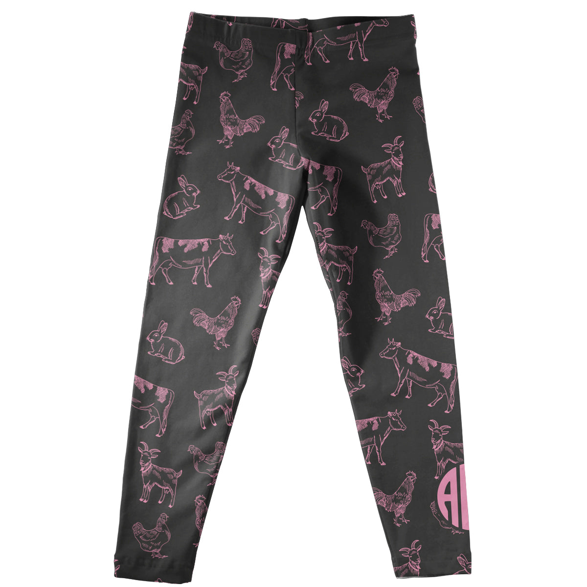 Farm Print Monogram Black Leggings