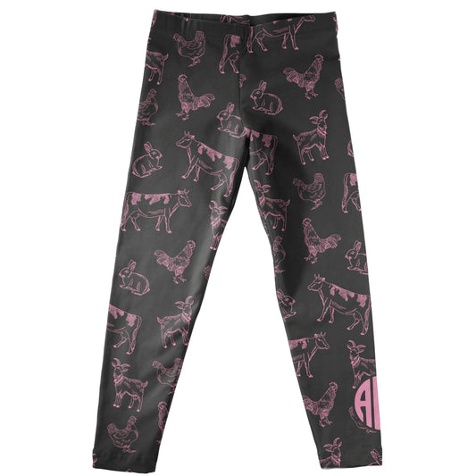 Farm Print Monogram Black Leggings