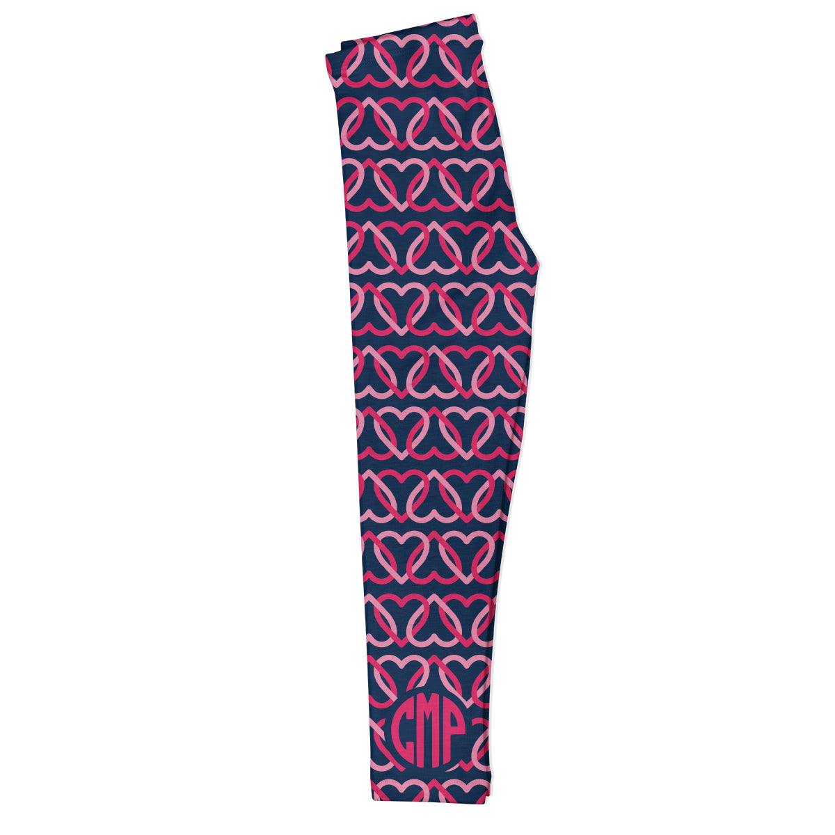 Hearts Chain Print Personalized Monogram Navy Leggings