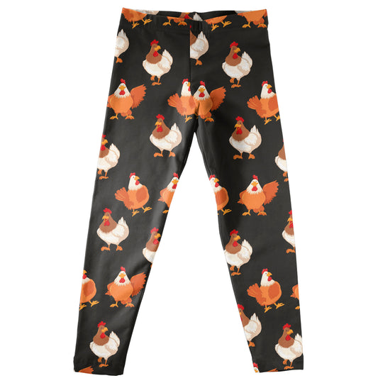 Hen Print Black Leggings